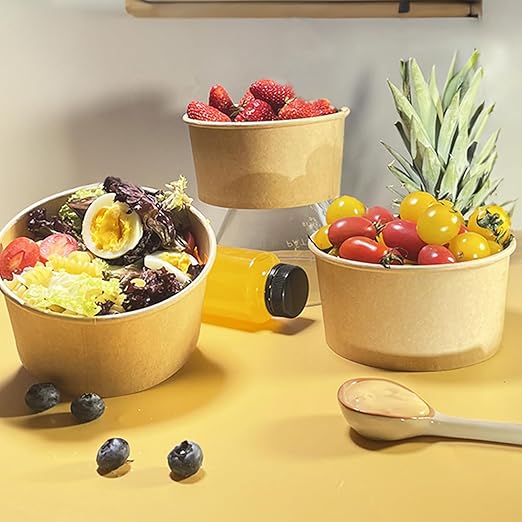 TOPtoper 24 Oz Large Paper Bowls【WITHOUT LIDS】 90 Pack Disposable Soup Bowls Plastic Free Party Supplies for Hot/Cold Food, Soup (24 OZ)