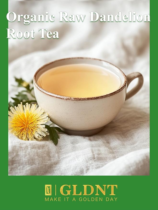 GLDNT Organic Dandelion Root Tea, 16oz, Premium Organic Raw Dandelion Root Tea Loose Leaf, Smooth & Earthy Taste, Caffeine Free, Cut & Sifted