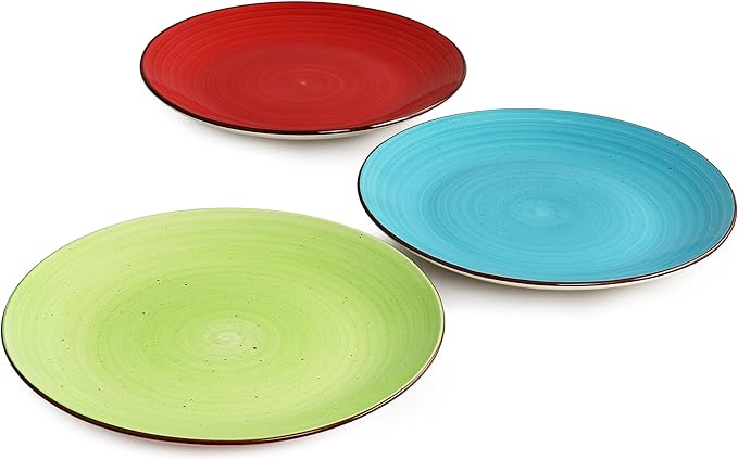 Elama Sebastian Round Stoneware Dinnerware Plate Set in Assorted Colors (6 Piece)