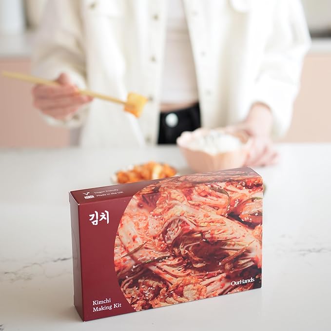 Kimchi Making Kit By OurHands - Fermentation Kit to Make Your Own Vegan Kimchi With Seaweed, Korean Pepper Flakes and Recipes