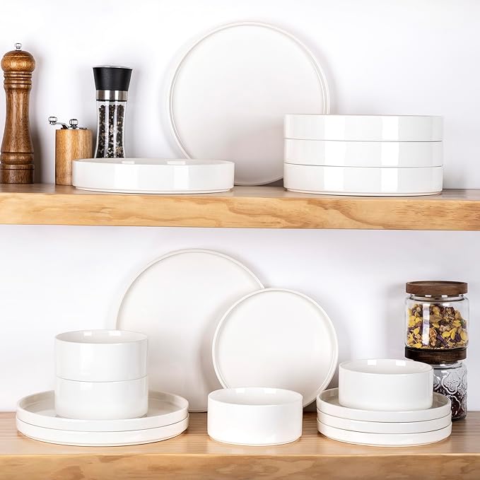 LERATIO Large Pasta Bowls,38oz Ceramic Pasta Bowls,9.25" Reactive Glaze Pasta Bowl Set of 4,Microwave & Dishwasher,Oven Safe,Wide Serving Bowls for Salad,Pasta,Fruit,Scratch Resistan -White