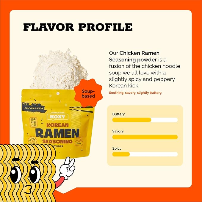 HOXY Journey of Korea "Korean Ramen Seasoning" | Gluten Free, Vegan | Finest Ramen Seasoning Powder | 5.3oz (CHICKEN, Pack of 3)