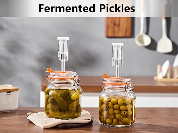 Square Fermentation Jar, 1 Liters Glass Fermenting Jar for Making Sauerkraut, Kimchi, Pickles, Mead, Cider & More, Pack of 2