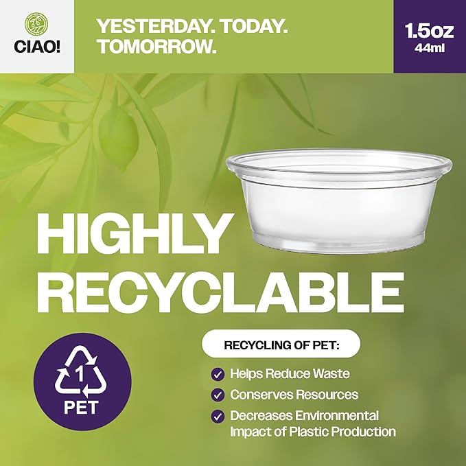 CIAO! 1.5OZ PP Clear Portion Cup, Lids Sold Separately (Case of 2,500)