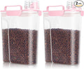TBMax 2 Pack Cat Dog Food Storage Containers 10 to 14 Lbs, Portable Travel Pet Container Dispenser with Easy-Pouring Spout & Cup, Airtight Bird Seed Container Dog Treat Storage Bin -Pink