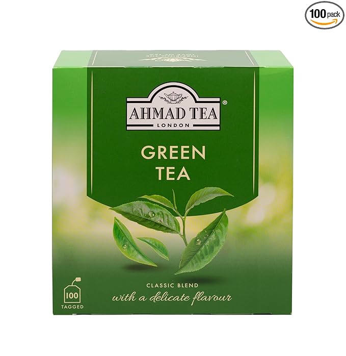 Ahmad Tea Green Tea, Green Tea Teabags 100 ct - Caffeinated & Sugar-Free