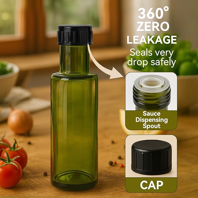 WERTIOO Hot Sauce Bottles 4oz – 12-Pack Mini Light-Blocking Bottles with Caps & Shrink Wrap – Preserve Color and Freshness of Oils Vinegars Sauces – for Kitchen Storage Gifts and Small-Batch, Green