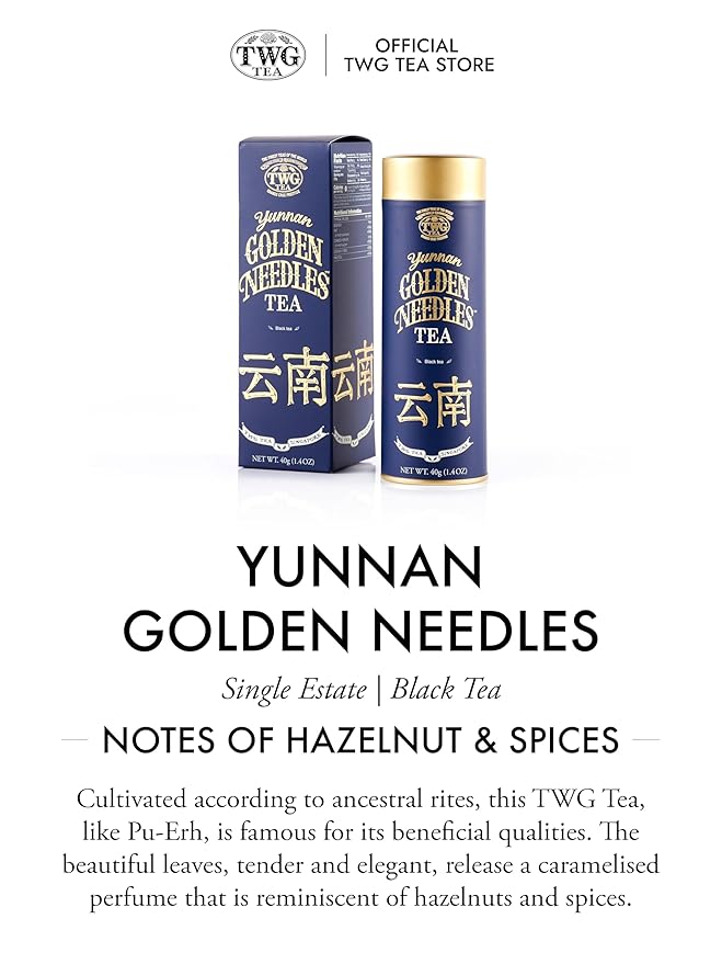 TWG Tea | Yunnan Golden Needles | Black Tea | Nutty & Malty | Haute Couture Tin, 40g | Gift Set