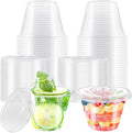 Szsrcywd 50 Pack 6 Oz Plastic Cups with Flat Lids,Clear Disposable Dessert Cup,Leakproof Party Containers for Fruit,Ice Cream,Cold Drinks,Mousse,Yogurt(No Hole)