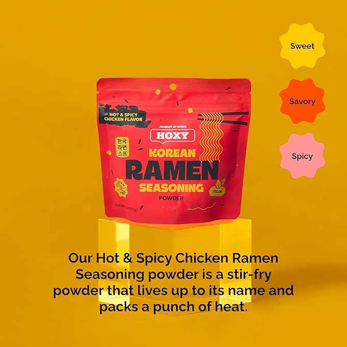 HOXY Journey of Korea "Korean Ramen Seasoning" | Gluten Free, Vegan | Finest Ramen Seasoning Powder | 5.3oz (HOT & SPICY CHICKEN, Pack of 1)