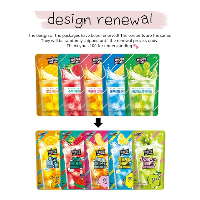 Korean Covenienve Store Drink Pouch Sampler Set - 5 PACK 10 PACK (grape, strawberry, blue lemonade, peach ice tea, shine muscat) + dalgaru mirror (SHINE MUSCAT 5 PACK)