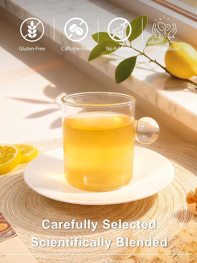 TeeLux Lemon Ginger Herbal Tea, Refreshing Lemon with Spicy Ginger Root & Zesty Lemongrass, Caffeine Free, Soothing & Tangy Flavor, 100 Tea Bags