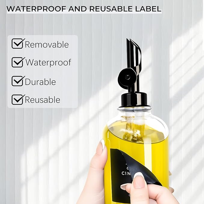 3PCS Olive Oil Dispenser Bottle For Kitchen, Soy Sauce Dispenser, Glass Oil and Vinegar Dispenser Set W. Wooden Tray & Labels & 3 Replacement Spouts, Coffee Syrup Dispenser(Clear)