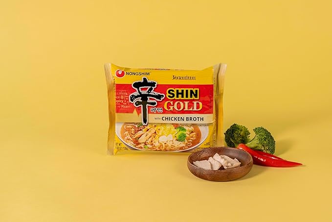 Nongshim Ramen Noodles, Gourmet Instant Ramen, Premium Microwavable Noodle Soup, Shin Gold, 4.58 Ounce (Pack of 16)