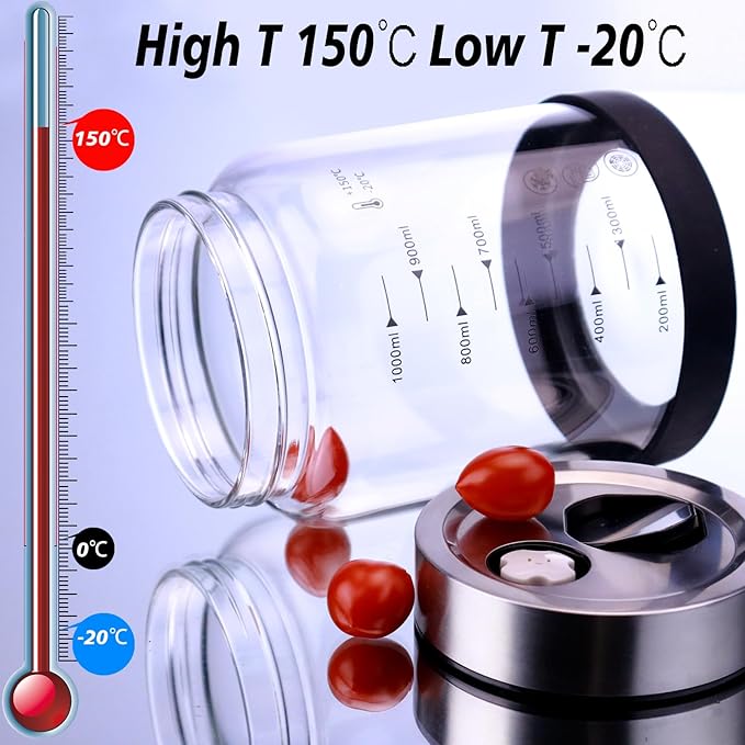 40 oz Fermentation Mason Jar, Pickle Jar for Fermenting, Glass Canister for Food,Kitchen Container for pickle, flour, Cookie, Candy, Loose Tea