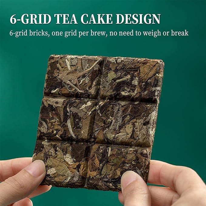Organic White Tea Cake Gift Set – 6 Cakes, 6.34oz (180g) – Premium Yunnan Ancient Tree White Tea, 2023 Harvest – Easy-Break Mini Tea Bricks for Home, Office, Travel