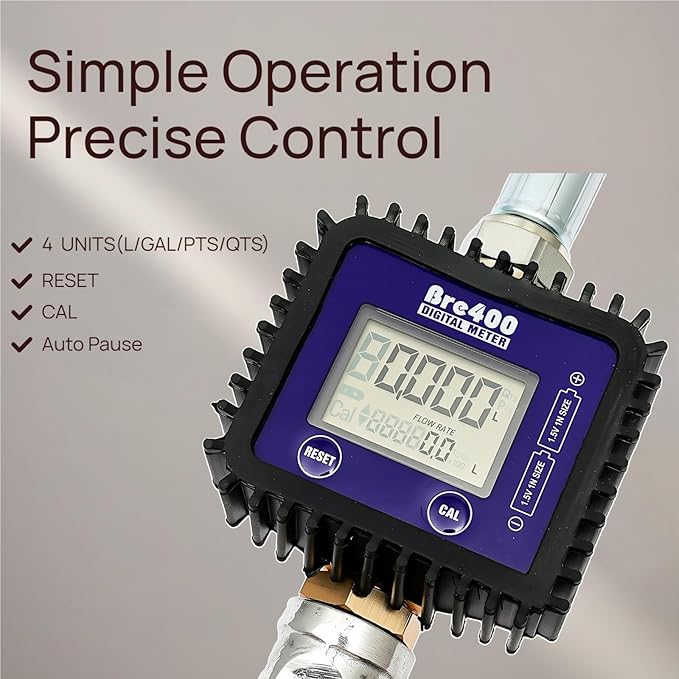 Digital Oil Control Valve Meter Nozzle,Pneumatic Oil Gun with 1/2" NPT Inle,Air Operated Oil Metering Dispenser with LCD Display
