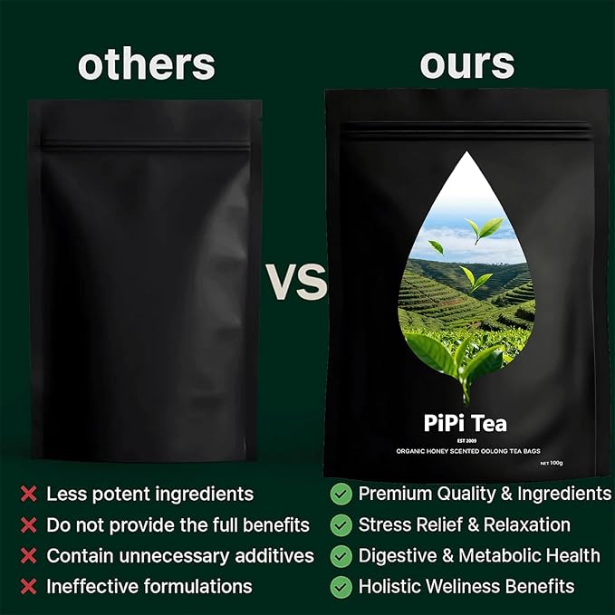 Pipi Tea Oolong,Pipi Oolong Tea, Extra Value 4g*25 Bags Selected Tea Leaves, Cortisol & Calming Tea for Stress Relief, Vegan, Non-GMO (1)