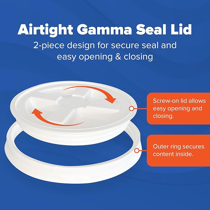 ePackageSupply 5 Gallon Bucket - Food Grade Bucket with Airtight Gamma Seal Screw-On Lid, BPA-Free, Heavy-Duty 90 Mil HDPE Plastic, Bulk Storage, Durable Container, Made in USA, White/White, 24 Packs