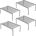 iPEGTOP Kitchen Cabinet Shelf Organizer Set of 2, Large (15.7 x 9.4 inch) Metal Wire Pantry Storage Shelves, Dish Plate Racks for Cabinets, Freezer, Counter, Cupboard Organizers and Storage, Black