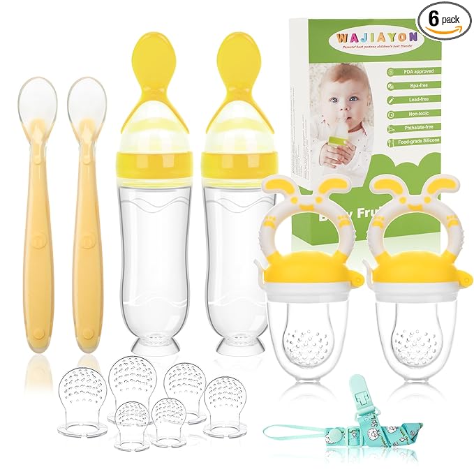 Easter Bunny Baby Fruit Feeder Pacifier | Infant Fruit Food Feeder Pacifier & Food Dispensing Spoon | Fresh Fruit Teethers for Babies | Silicone Feeder Baby,Gifts for Boys and Girls-Rabbit