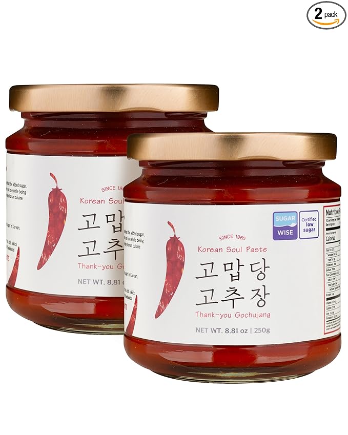 Thank-you Gochujang Sugar-Free Korean Chili Paste with Allulose – Keto-Friendly, No Wheat Flour, 100% Dangjo Pepper | Sweet, Savory and Spicy Red Pepper Sauce for Tteokbokki, Korean Food, 8.81oz x 2 (17.6oz Total)