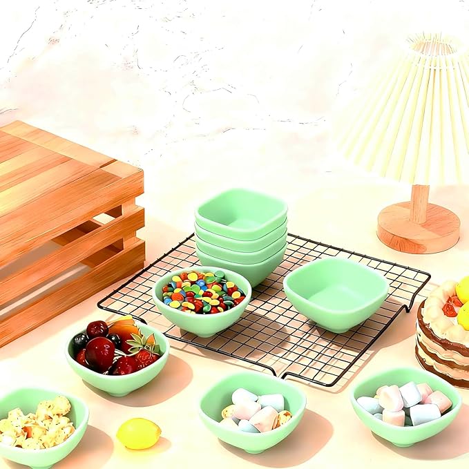 Dipping Bowls, Wheat Straw Bowls Set of 5-4.5 OZ Unbreakable Dipping Cups for Side Dish, Ketchup, Soy, BBQ, Dessert, Sushi, Party, Condiments Serving (5 Green)