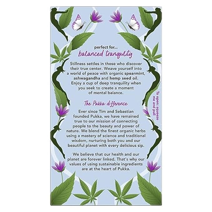 Pukka Peace Organic Tea Bags, Herbal Tea with Spearmint, Ashwagandha, and Hemp Seed Oil, Perfect for Balanced Tranquility, Caffeine Free, 80 Total Tea Bags (20ct - Pack of 4)