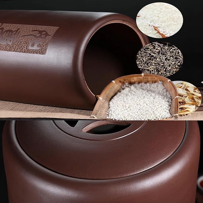 Ceramic Rice Storage Jar, Rice Storage Containe, Large Capacity Food Storage Jar, Grain & Rice Dispenser, Home Grain Storage Ceramic Container, Suitable for Flour, Sugar, Cereal, Coffee, Rice.