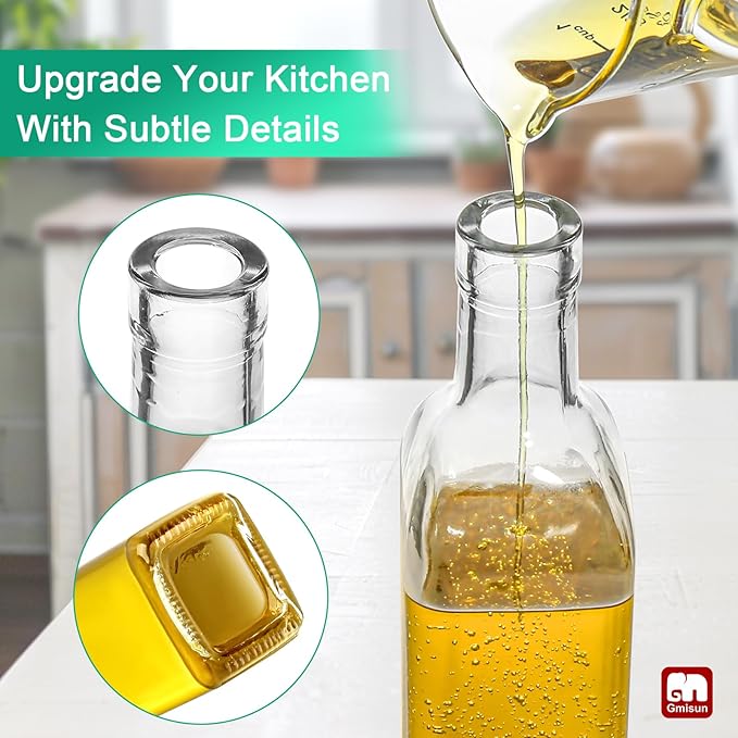 GMISUN Oil Dispenser for Kitchen, Olive Oil Dispenser Bottle, Cooking Oil Dispenser Bottle, Oil and Vinegar Dispenser Set 1Pack, Glass Oil Container Cruet-Oil Pourer Spout