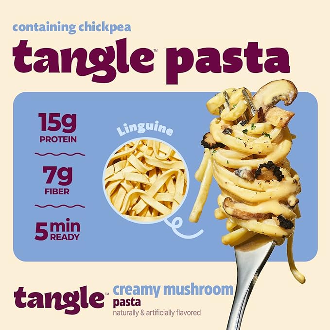 Samyang Tangle Creamy Mushroom Linguine Truffle and Shiitake Flavor Savory Non-Spicy Sauce Air Dried Noodle Easy Cook Pasta 3.63 oz (Pack of 4)