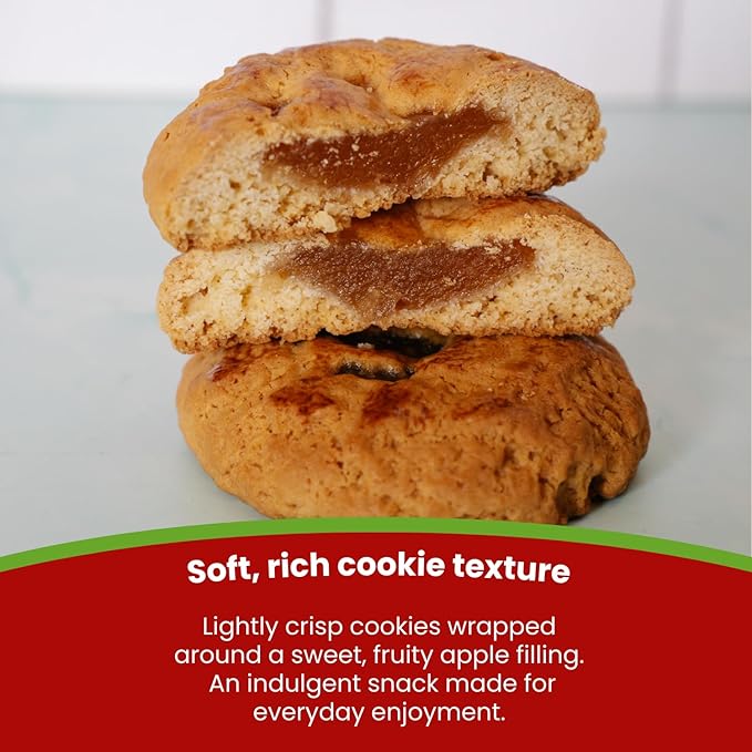 CW Korean Snack Grand Shell Apple Pie Cookies with Apple Filling Jam, Dessert, 10 count, 195 g, individually wrapped Soft Pastry Style cookies, Sweet Apple Treat