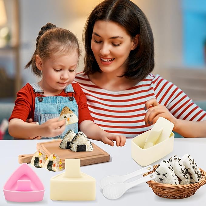 Onigiri Mold Set, 3 Pack Rice Ball Musubi Maker Press Large Triangle Rice Mold, Japanese Sushi Making Kit for Lunch Bento