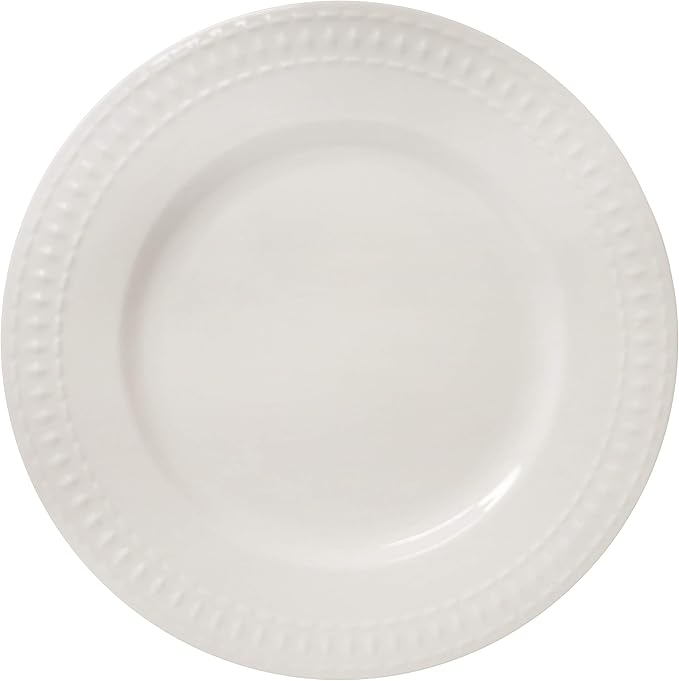 Tabletops Gallery Embossed White Porcelain Round Dinnerware - Bloom 12 Piece Dinnerware Set