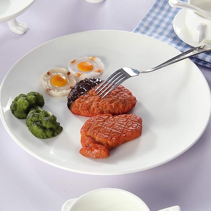 Foraineam 6 Pieces Porcelain Dinner Plates Approximate 10 Inch Round Salad Plate White Dinnerware Dish Catering Serving Plates