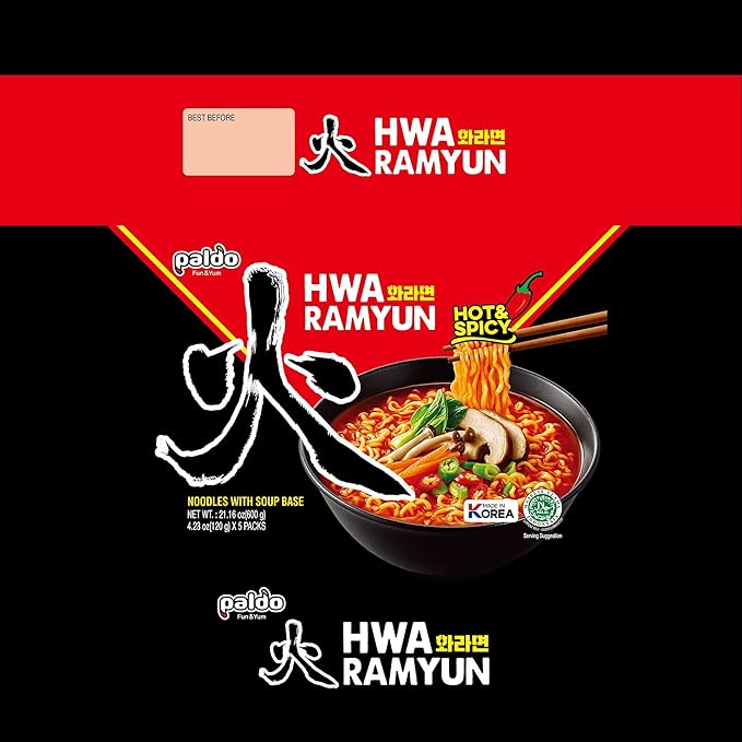 Paldo Hwa Ramyun Hot & Spicy Instant Noodle Soup 4.23oz (Pack of 10)