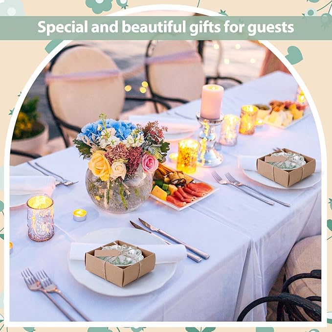 SiliFine 96 Pcs Wedding Favors for Guests Small Ceramic Bowl Bulk Gifts Set 3.3 Inch Floral Design Mini Dipping Sauce Dish with Card Box for Bridal Pooja Baby Shower Birthday (Flower,Sage Green)