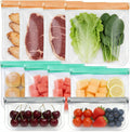10 Pack Reusable Food Storage Bags Freezer Safe Dishwasher Leakproof for Frozen Meat Fruits & Vegetables Bag Home Organization Travel Toiletries Meal Prep 4 Gallon 4 Sandwich 2 Snack