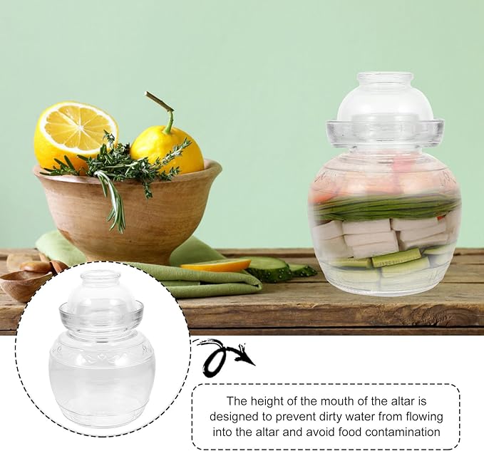 TOYANDONA Glass Fermenting Jar with Lid 3lb Thickened Airtight Kimchi Pickling Jar Food Storage Container for Home Kitchen Fermentation