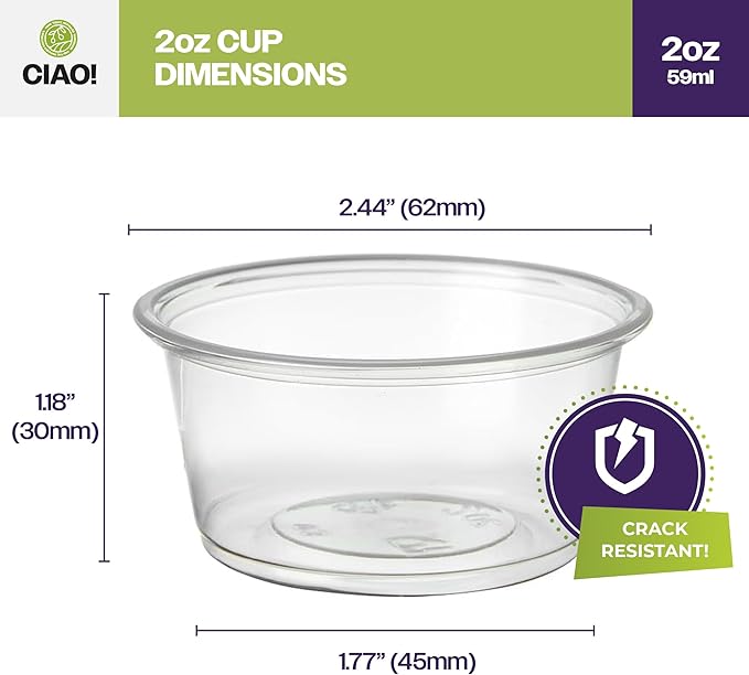 CIAO! 2OZ PP Clear Portion Cup, Lids Sold Separately (Case of 2,500)