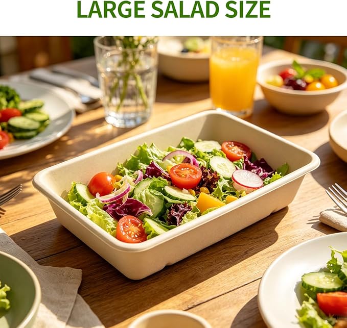 100 Pack 30 oz Large Paper Bowls for Salad, Pasta, Nacho, Burrito, Microwavable Wide Deep Disposable Bowls for Potato, Taco Bar Party Catering Use