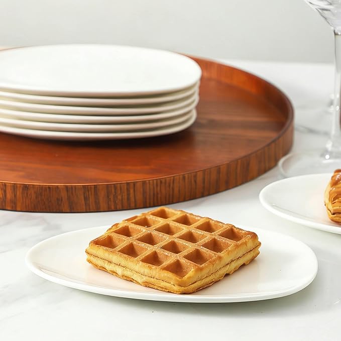 Neaylfe Ceramic Appetizer Plates Set of 6, 6.7 inch Small Dessert Plates, White Salad Plates, Dinnerware Dishes Set for Snacks, Pasta, Side Dishes, Microwave, Oven Safe