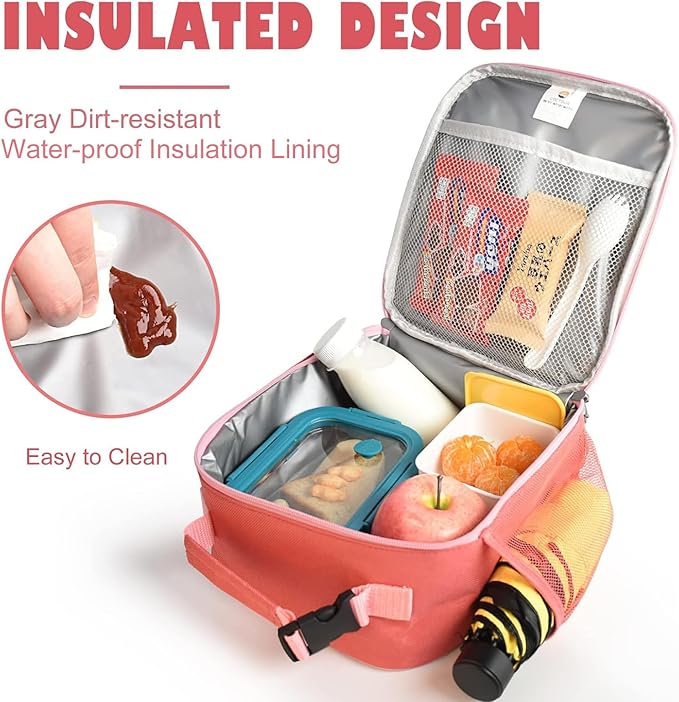 CaCTOUR Lunch Box Kids,Premium Insulated Lunch Bag for Girls Boys,Soft Bag Mini Cooler Back to School Thermal Reusable Lunch Bag for Work School Picnic -Red
