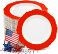 WDF 60pcs Red Plastic Plates Disposable - 7.5inch Heavy Duty Red Dessert/Salad/Cake Plates for Wedding Party Birthday/Memorial Day/4th of July