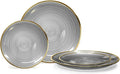 " OCCASIONS " 50 Plates Pack (25 Guests)-Wedding Party Disposable Plastic Plate Set -25 x 10'' Dinner + 25 x 7'' Salad & Dessert plates (Belize in Smoke Gray & Gold)