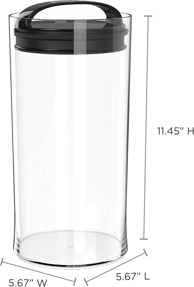 Prepara Evak Fresh Saver, 4 Quart Airless Canister with Black handle, Clear (Pack of 2)