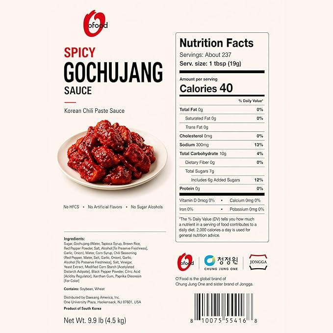 Korean Sauces – [Spicy Gochujang Sauce | 1.2 Gallon] 4.5kg - Vegan Bulk Marinade Glaze Dip for Bulgogi, Fried Chicken, Ribs, Tteokbokki, Stir Fry, Wings – O’food (Spicy Cochujang)