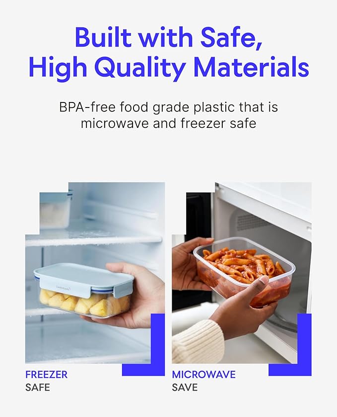 LocknLock Classic-Plus Plastic Food Storage Container | Airtight Plastic Food Storage Containers with Lids | BPA Free Stackable Food Storage for Meal Prep, Leakproof, Freezer & Dishwasher Safe, 910ml