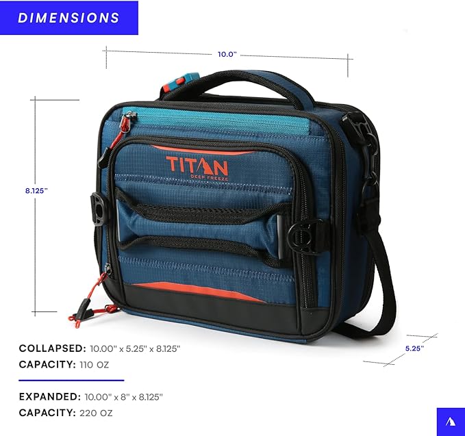 Titan High Performance Fridge Cold Expandable Insulated Lunch Box - Blue