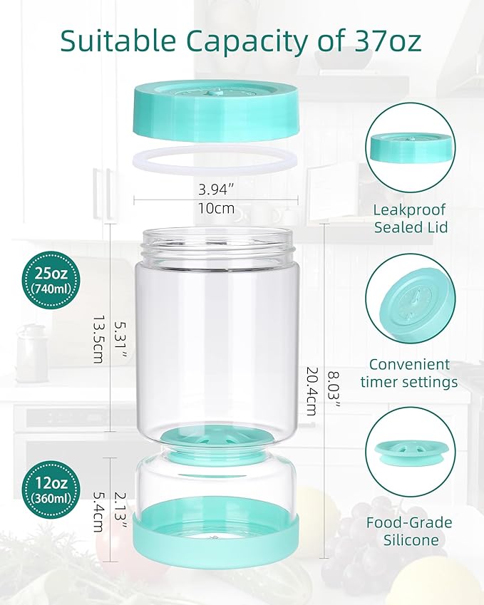 ZENS Pickle Jar with Strainer Flip, 37oz Pickle Container Olive Hourglass Jars, Pickle Juice Separator, Airtight Leakproof Lid, Glass Pickling Jars for Jalapeno-Dual Wet-Dry Design